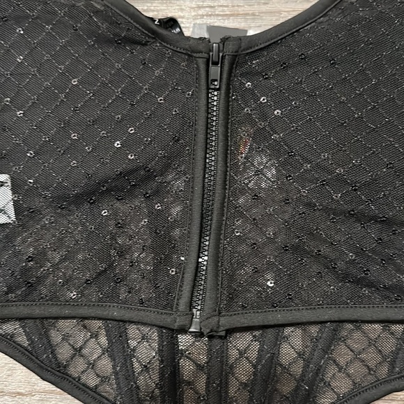 Sincerely Jules NWT Black Sheer Long Sleeve Bustier - Picture 10 of 11